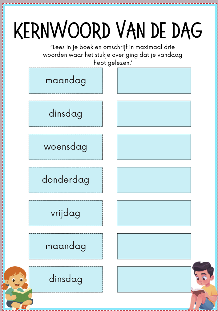 Werkblad: Kernwoord van de dag